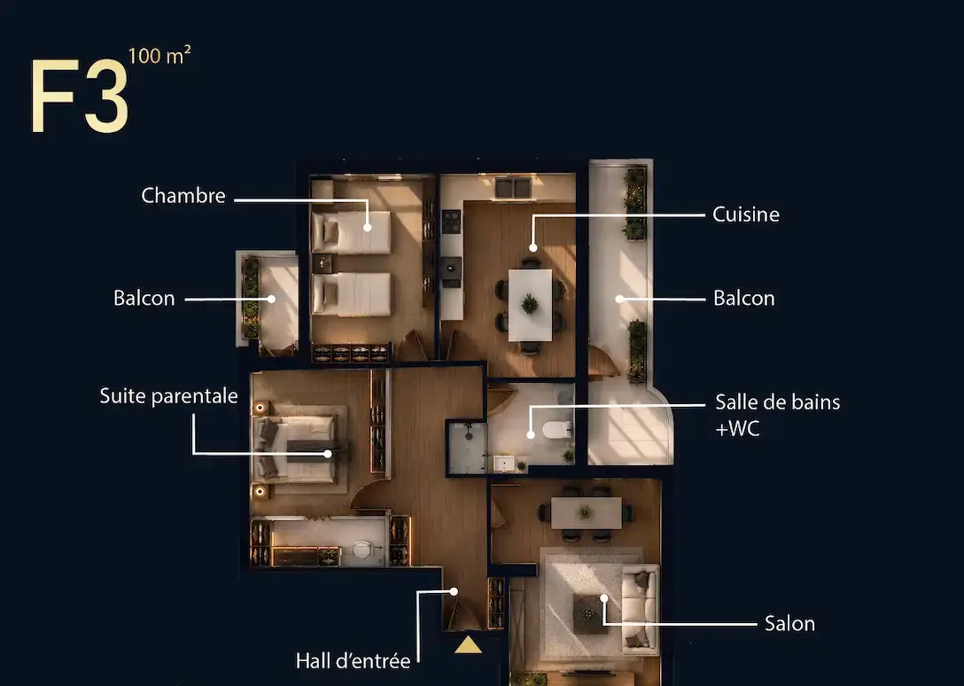 Plan F3 A - Bloc B